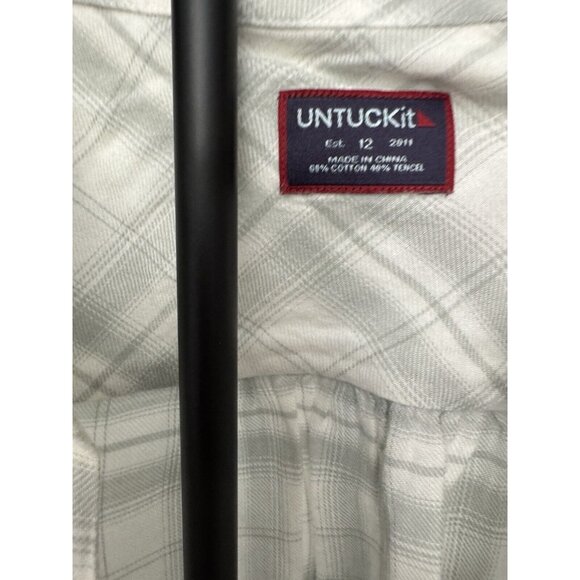 Untuckit Size 12 Women Shirt Button Front Short Sleeve Villa Franche Gre… - Picture 2 of 3